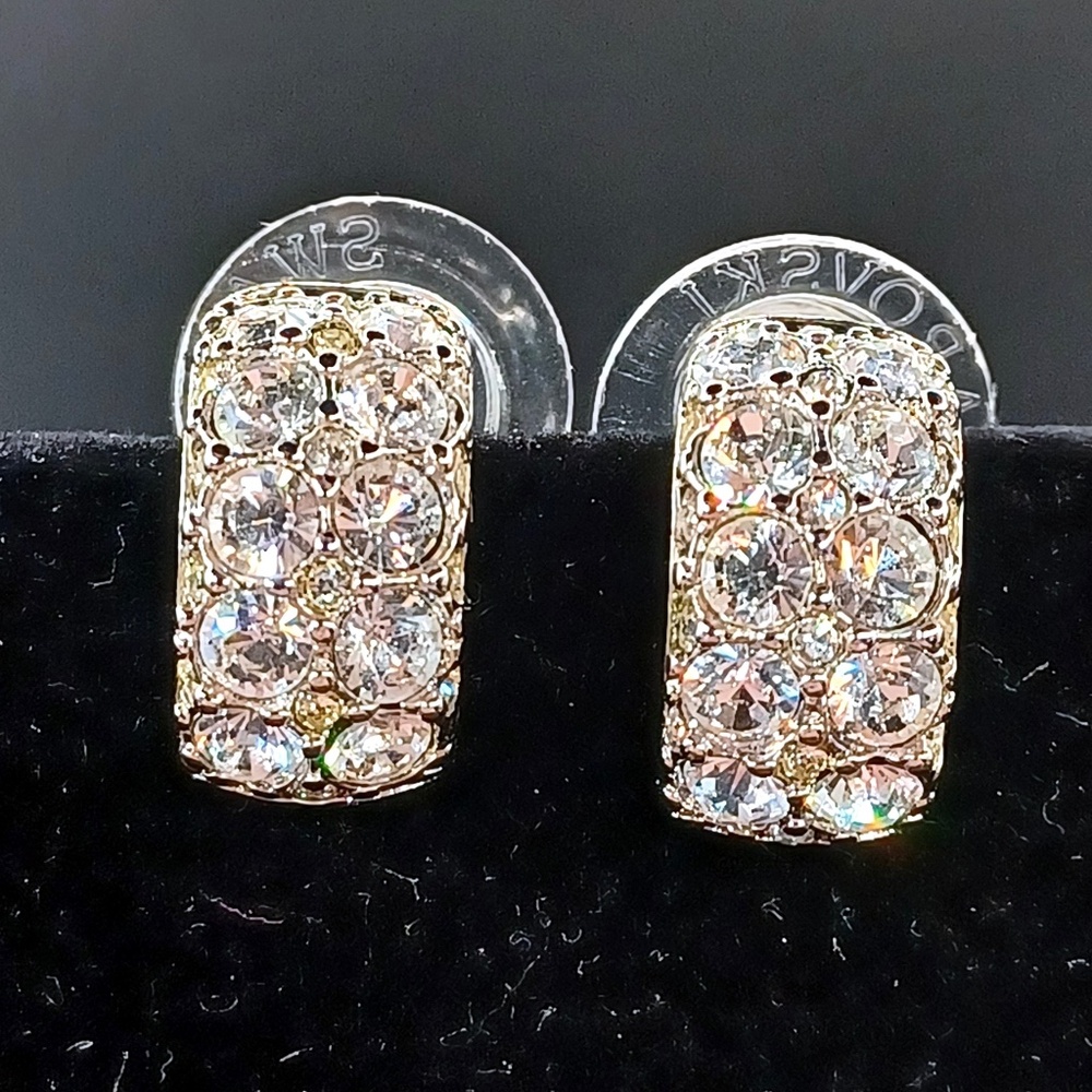 Swarovski crystal pave petite half hoop earrings